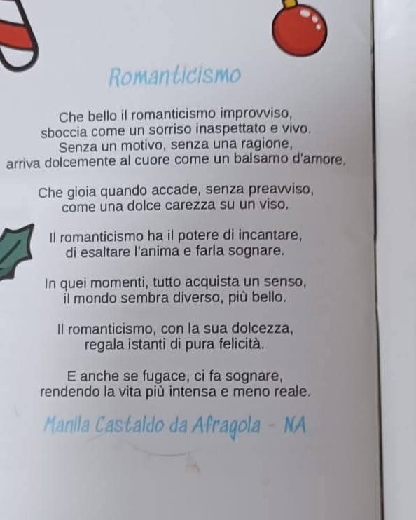 La poesia «Romanticismo» di Manilla sulla rivista