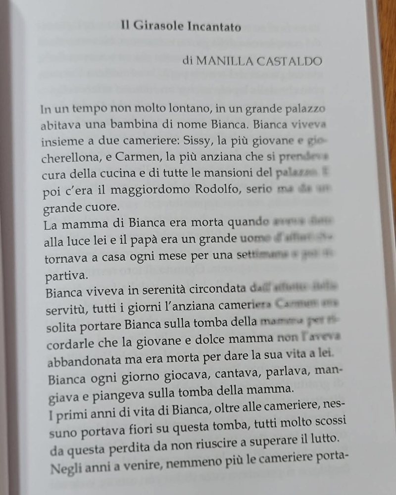La prima pagina del racconto «Il girasole incantato» di Manilla